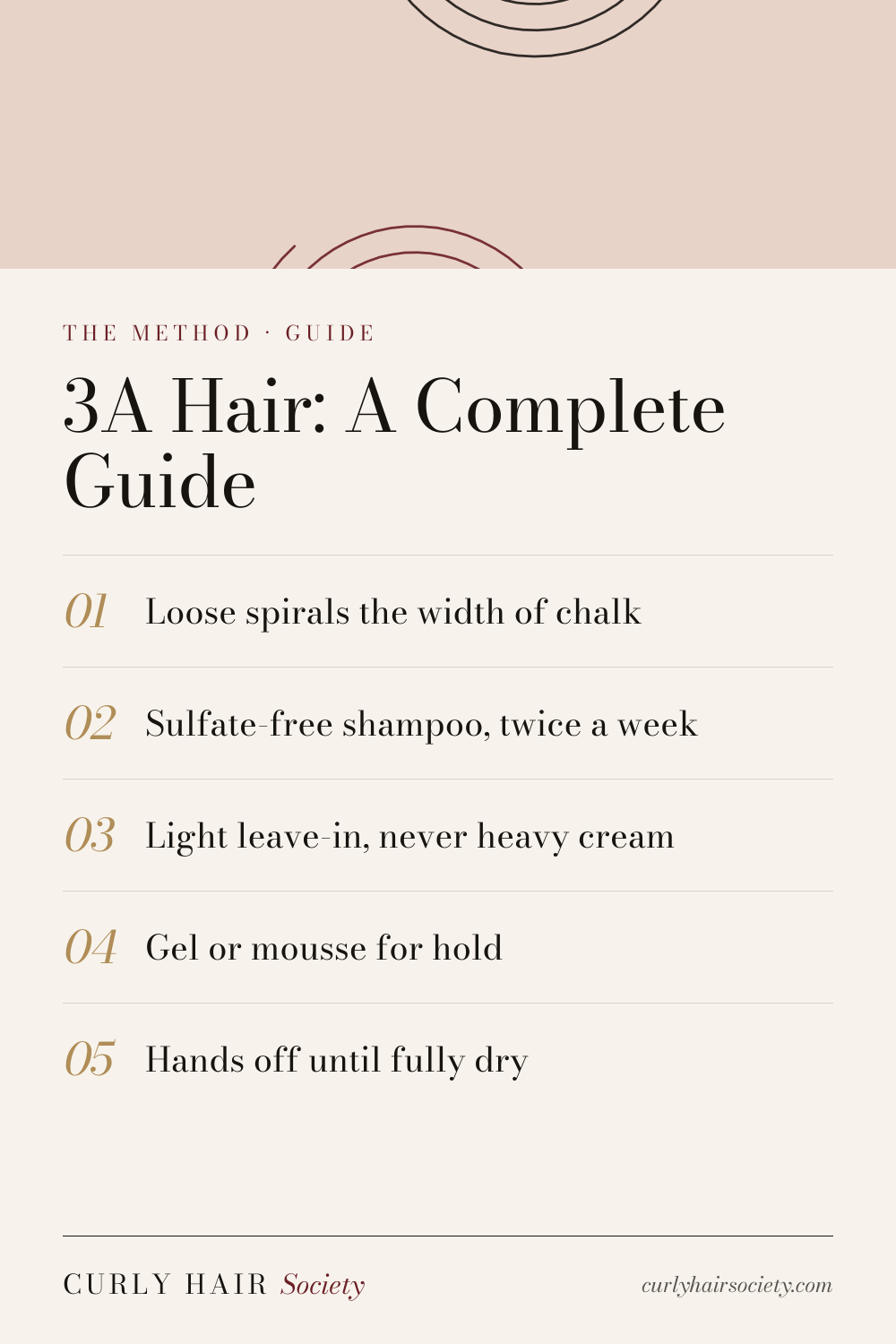 3A Hair: A Complete Guide, a summary graphic from Curly Hair Society