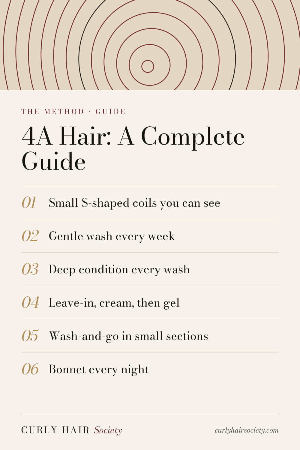 4A Hair: A Complete Guide, a summary graphic from Curly Hair Society